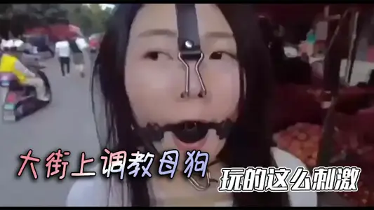 大街上调教母狗，玩的这幺刺激
